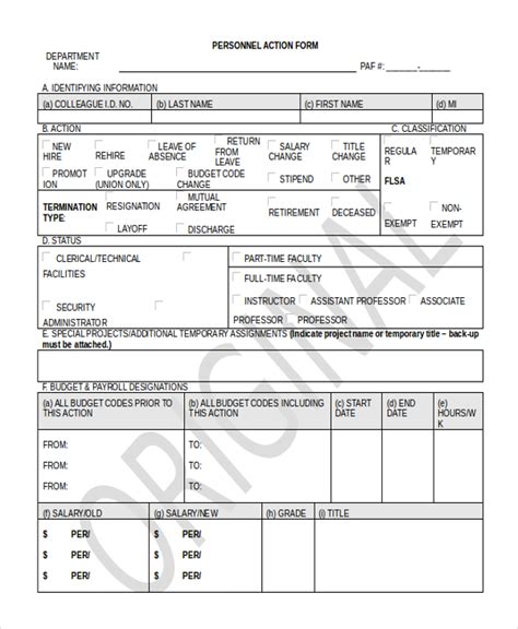 FREE 9+ Personnel Action Form Templates in MS Word PDF Excel
