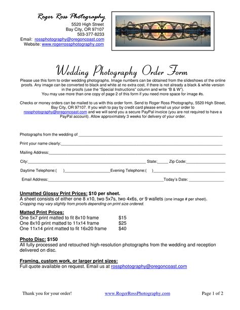 FREE 9+ Photography Order Forms in PDF MS word