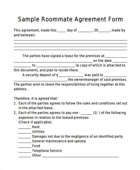 FREE 9+ Roommate Agreement Forms in PDF MS Word