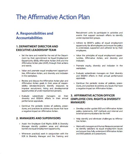 FREE 9+ Sample Affirmative Action Plan Templates in MS Word PDF