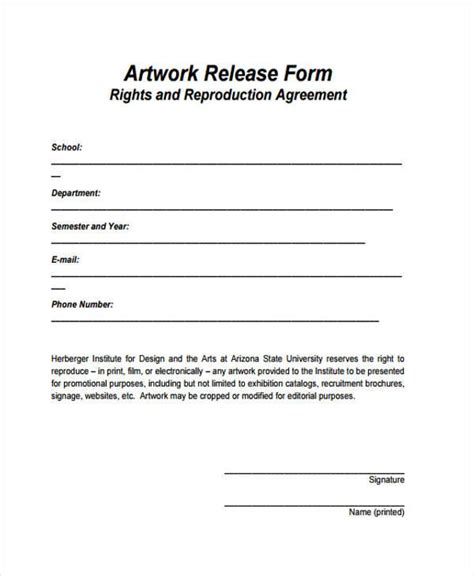 FREE 9+ Sample Artwork Release Forms in PDF MS Word