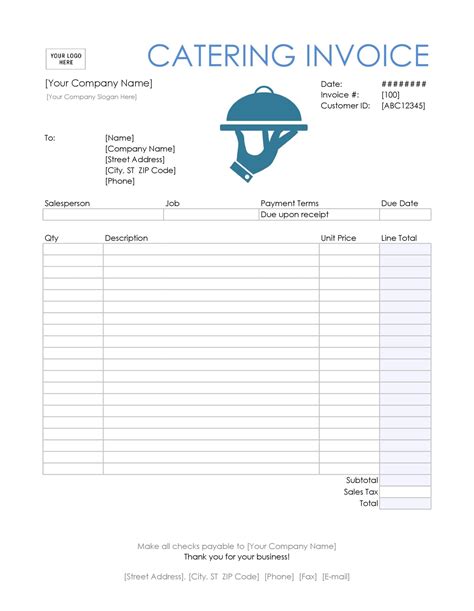 FREE 9+ Sample Catering Invoice Templates in MS Word PDF
