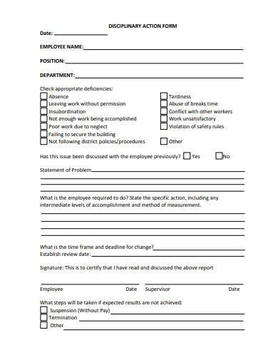 FREE 9+ Sample Disciplinary Action Forms in PDF MS Word