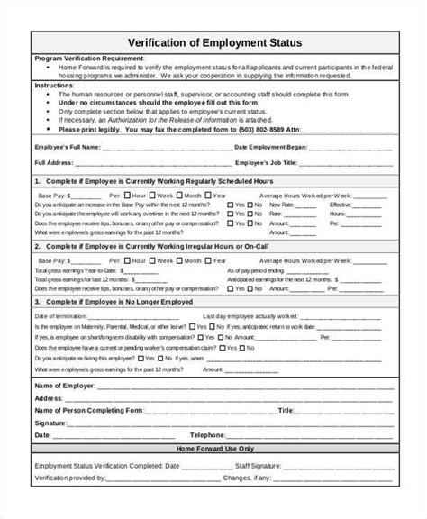 FREE 9+ Sample Employment Status Forms in PDF MS Word Excel