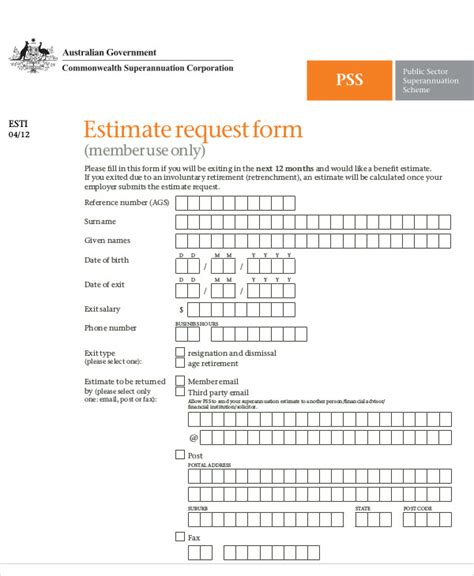 FREE 9+ Sample Estimate Request Forms in MS Word PDF