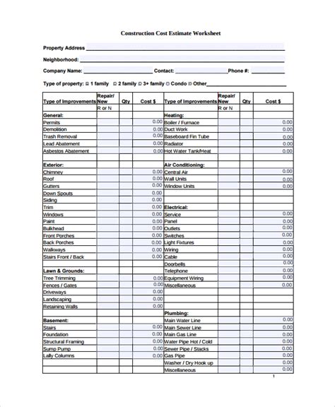 FREE 9+ Sample Estimate Sheet Templates in Excel PDF