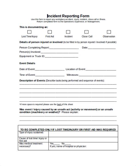FREE 9+ Sample Incident Reporting Forms in PDF MS Word