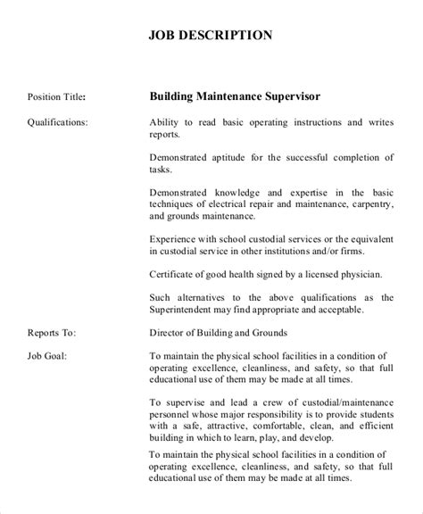 FREE 9+ Sample Maintenance Job Description Templates in PDF MS Word
