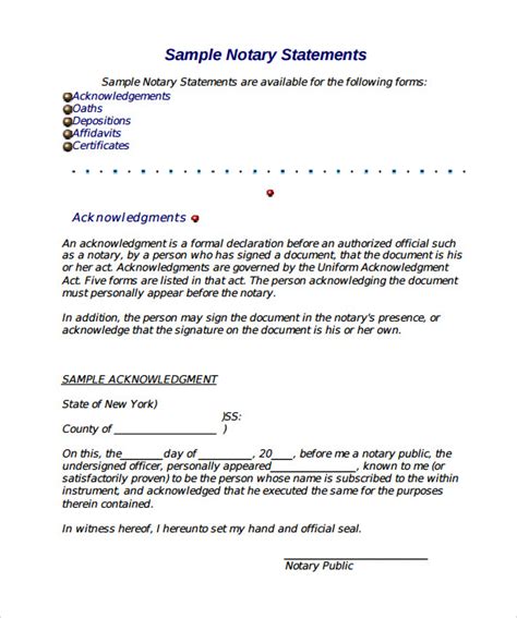 FREE 9+ Sample Notary Statements in PDF Word