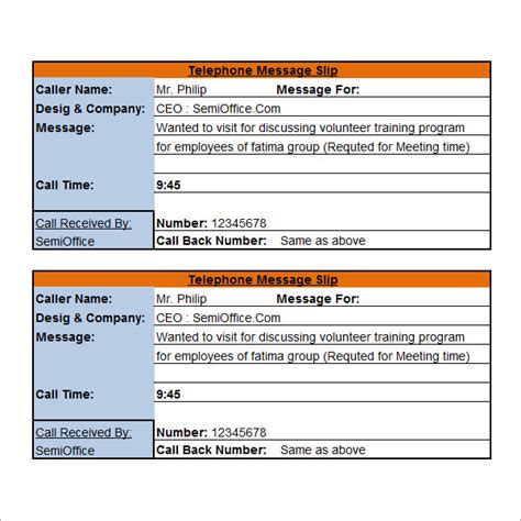 FREE 9+ Sample Phone Message Templates in PDF MS Word Excel