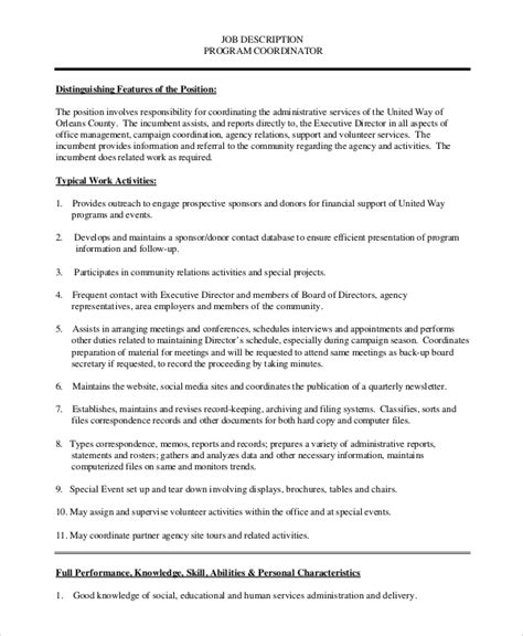 FREE 9+ Sample Program Coordinator Job Description Templates in PDF