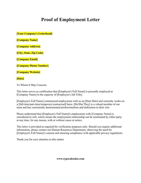 FREE 9+ Sample Proof of Employment Letter Templates in PDF MS Word