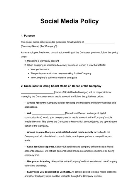 FREE 9+ Sample Social Media Policy Templates in PDF MS Word