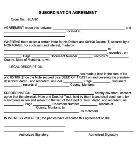 FREE 9+ Sample Subordination Agreement Templates in PDF