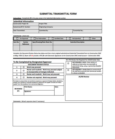 FREE 9+ Sample Transmittal Forms in PDF in 2020 Submittal form