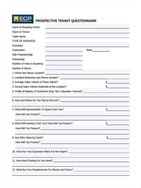 FREE 9+ Tenant Questionnaire Forms in PDF Ms Word