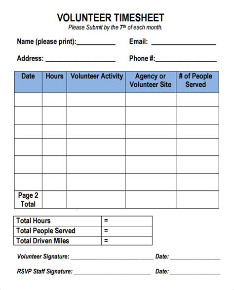 FREE 9+ Volunteer Timesheet Samples in Google Docs Google Sheets