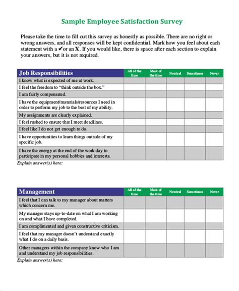 FREE 9 Sample Employee Satisfaction Survey Forms in PDF Pages