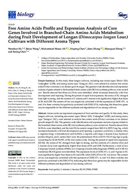 Free Amino Acids Profile and Expression Analysis of … - raincitystudios.com