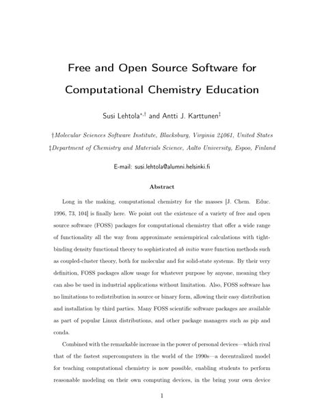 Free and Open Source Software for Computational Chemistry Education - wintechmobiles.com