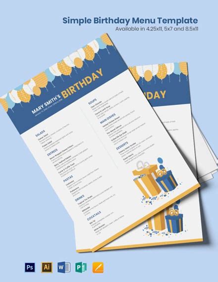 FREE Birthday Menu Template Download in Word, Google Docs