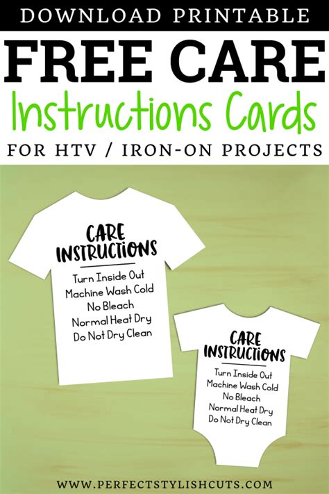 FREE Care Instructions Cards For HTV and Iron On Projects