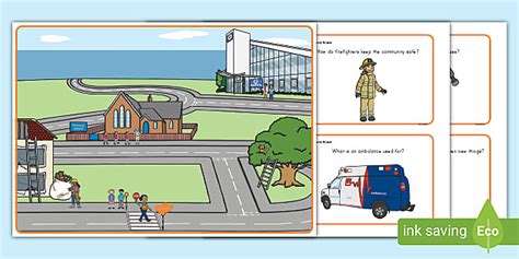 FREE Community Helpers Scene and Question Cards - Twinkl