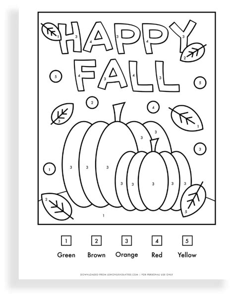 FREE Fall Color by Number