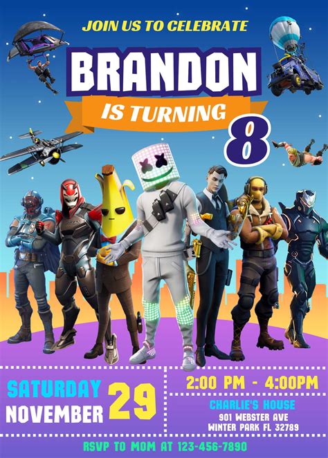 FREE Fortnite Invitation Templates Invitation template, Birthday