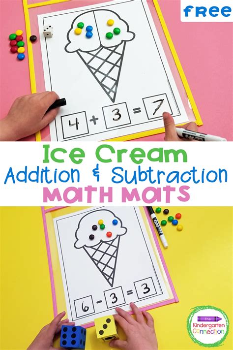 FREE Ice Cream Addition and Subtraction Math Mats