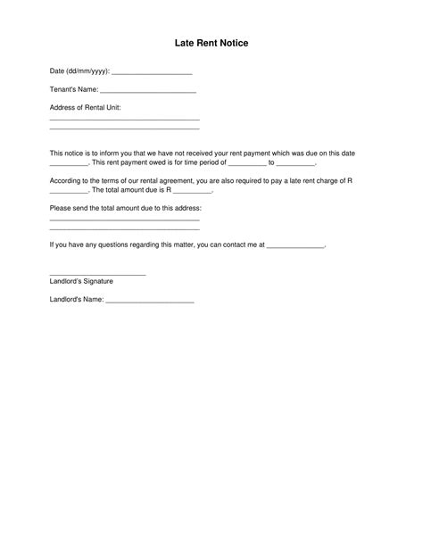Free Late Rent Notice Template | Download in PDF - balustradellc