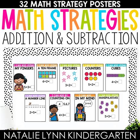 FREE Math Strategy Posters for addition and subtraction Whimsy
