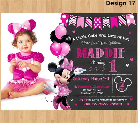 FREE Minnie Mouse 1st birthday invitation template Minnie mouse birthday invitations, Mickey