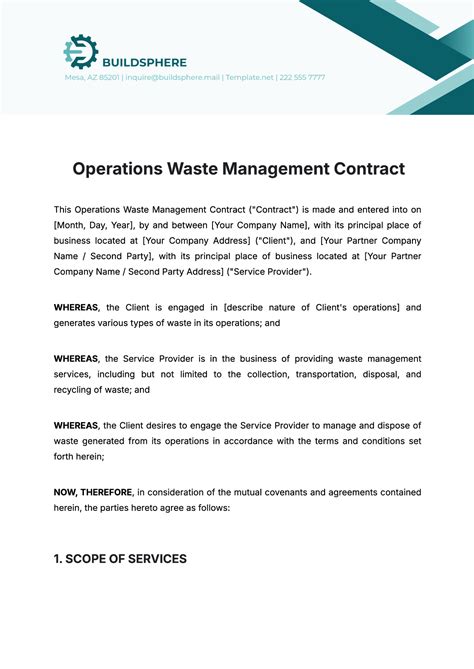 Free Operations Waste Management Contract - raincitystudios.com