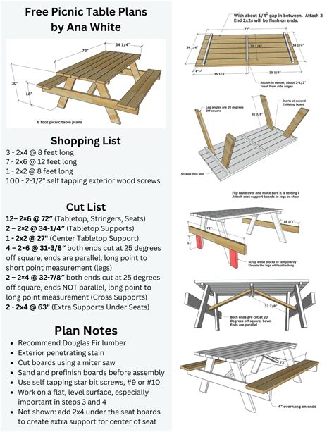 Free Picnic Table Plans | PDF Download - Construct101 - balustradellc