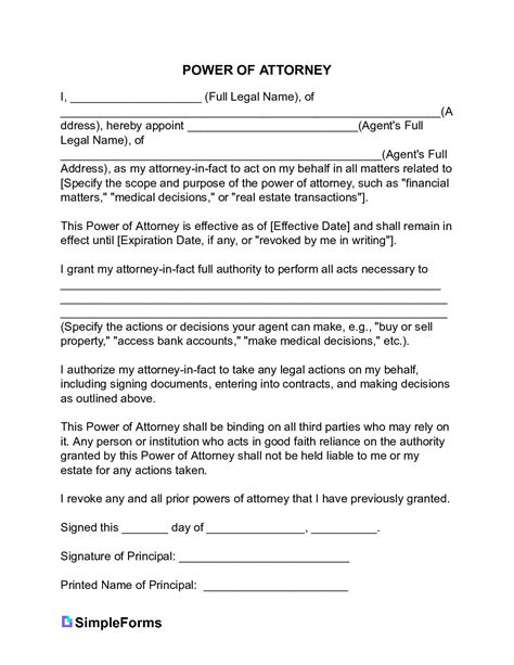 Free Power of Attorney Forms | PDF & Word Downloads - balustradellc