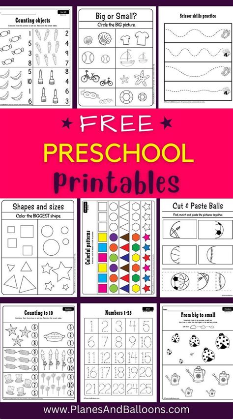 Free Preschool Worksheets PDF - Planes & Balloons - balustradellc