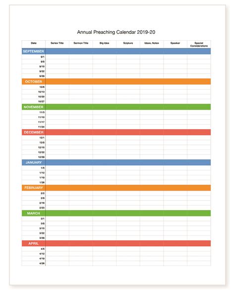 FREE Preaching Calendar Template — Dave DeSelm Ministries