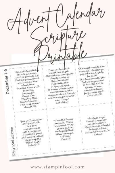 FREE Printable Advent Calendar with Scriptures 2021