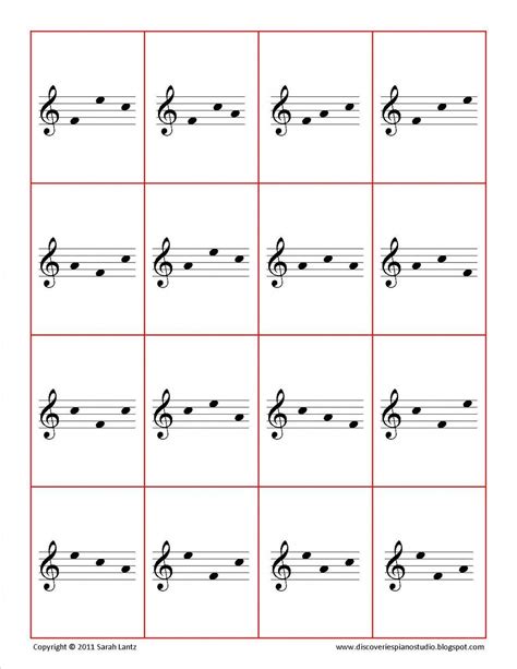FREE Printable Flash Cards each card contains three notes from a FACE