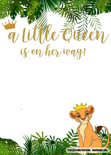 FREE Printable Lion King Baby Shower Invitations Templates