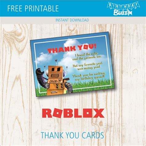 FREE Printable Roblox Thank You Card