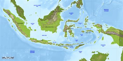 Free relief map of Indonesia - Blue Green Atlas - wintechmobiles.com