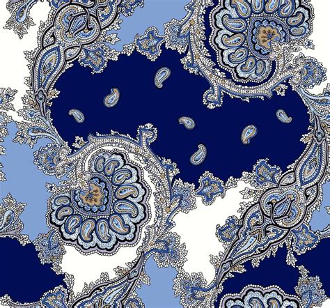 FREE SHIPPING!!! Navy Blue Paisley Pattern Printed on Rayon Crepon