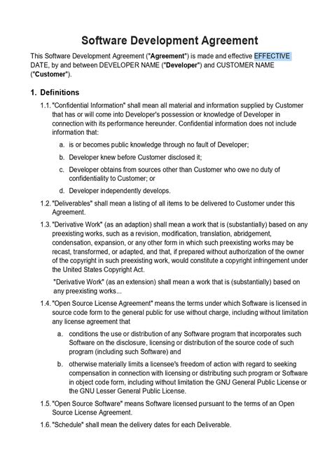 Free Software Development Contract Template PDF - coolestguyplanet.net