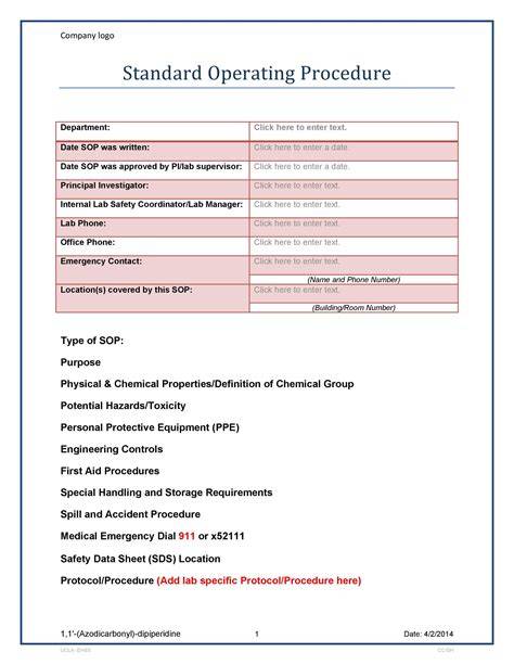 Free Standard Operating Procedures (SOP) Templates … - raincitystudios.com