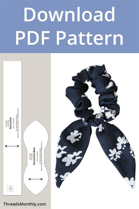 FREE Scrunchie Sewing Pattern with Tails Printable PDF Template & Video Sewing Tutorials