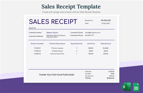 FREE Simple Sales Receipt Template in Google Docs, Google Sheets, Excel