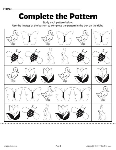 FREE Spring Pattern Worksheet! SupplyMe
