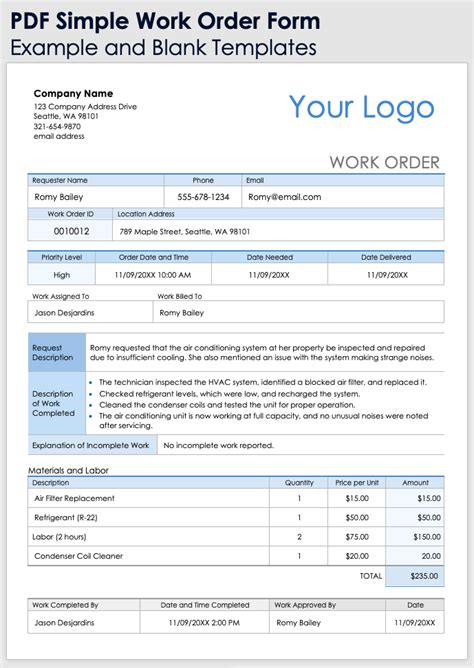 Free Work Order Forms & Templates: All Formats, … - balustradellc